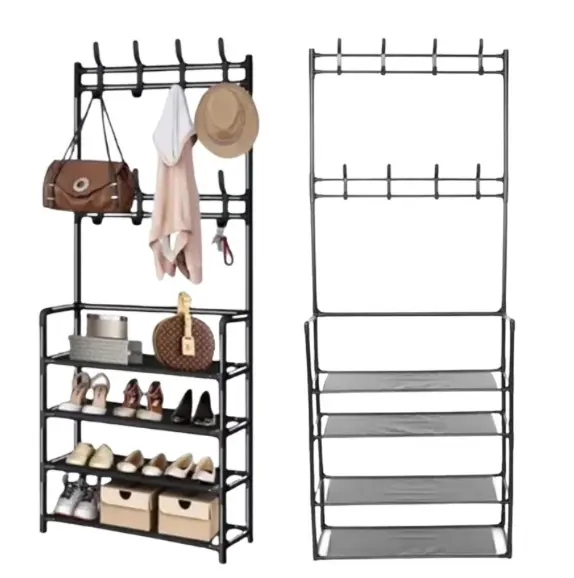 Torre organizadora de zapatos minimalista con ganchos - Optimiza el espacio y mantiene tu hogar ordenado - Imagen 6