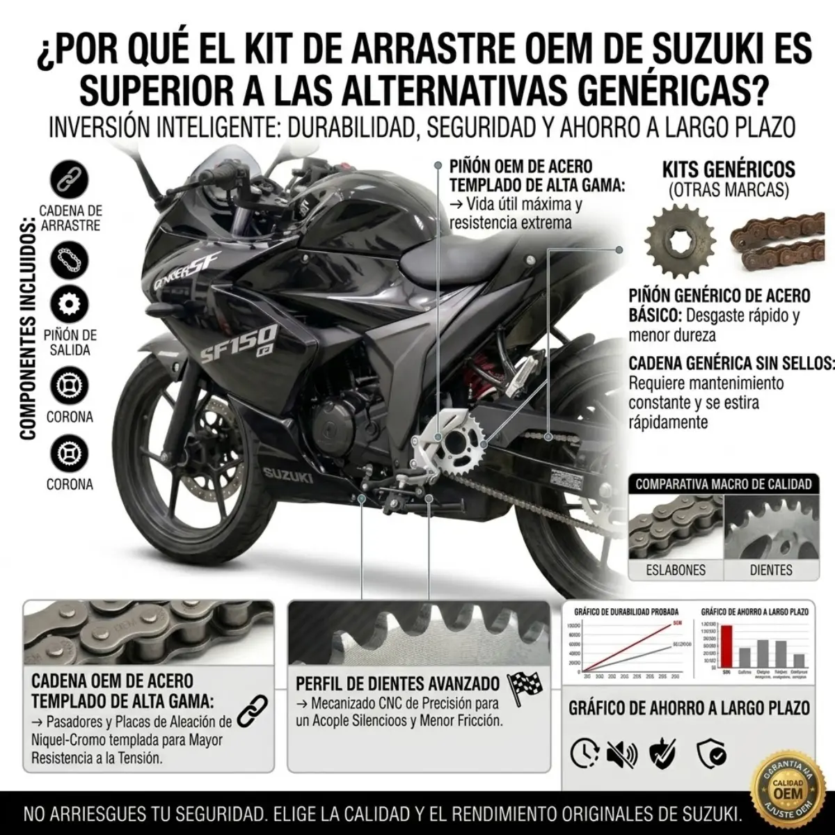 Kit Arrastre Completo Oem Moto Gixxer150