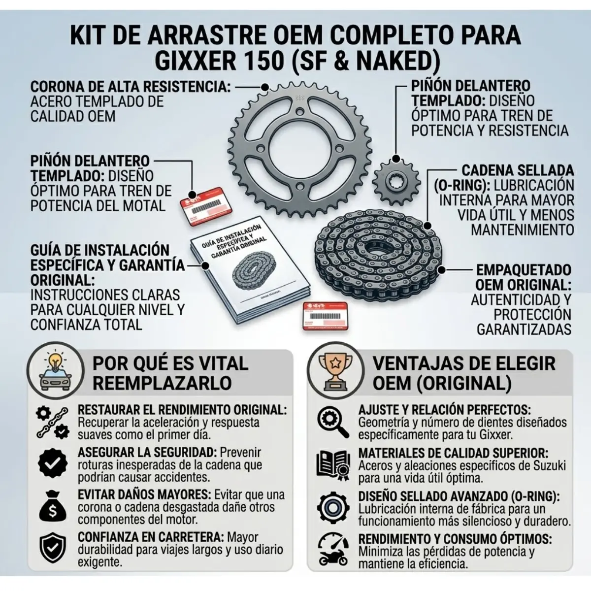 Kit Arrastre Completo Oem Moto Gixxer150