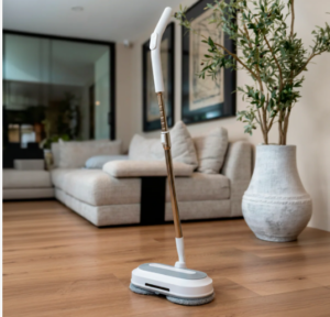Mopa eléctrica inalámbrica con doble motor y luz LED - Limpia pisos sin esfuerzo y elimina polvo oculto