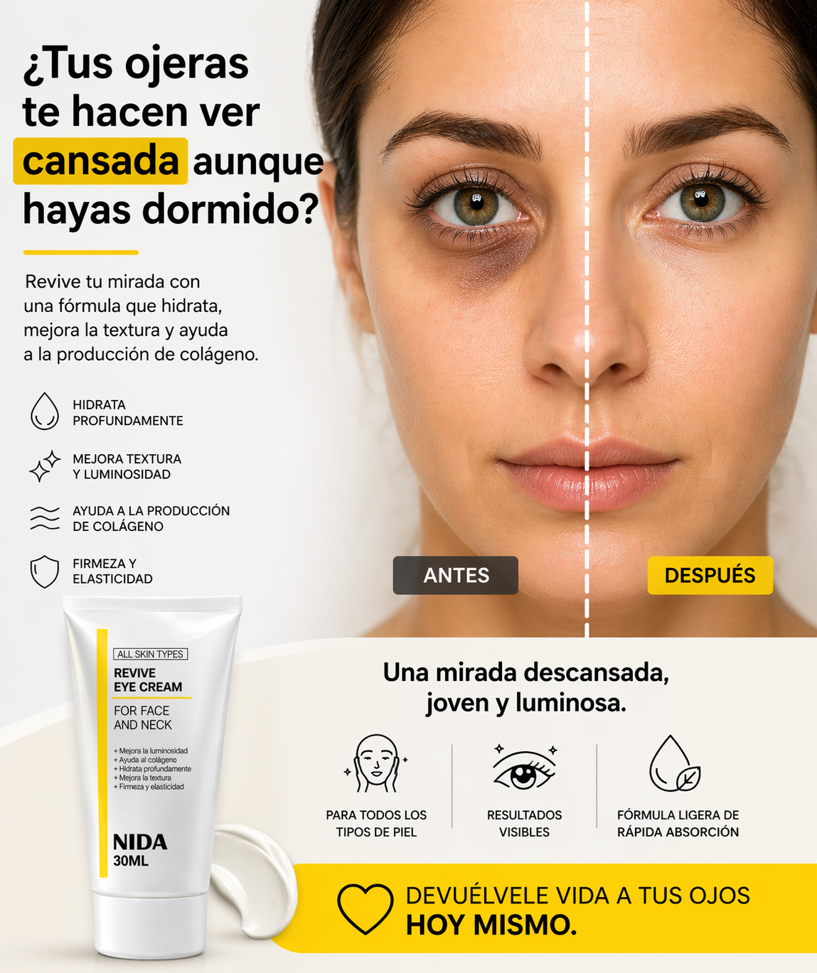 Crema Revive Nida para Ojeras y Bolsas - Imagen 3