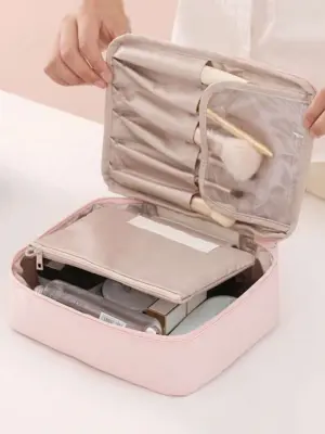 Set x2 Cosmetiquera multifuncional impermeable con manija - Organiza tus cosméticos y viaja sin desorden