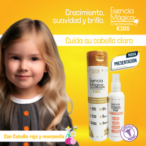 Combo Esencia Mágica Crecimiento Kids champú y spray para cabello claro - Estimula el crecimiento infantil y fortalece desde la raíz