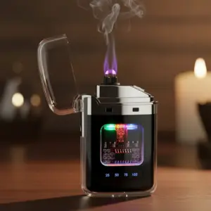 Set x2 Encendedor Eléctrico de Doble Arco Recargable con Diseño Transparente - Enciende fogatas y velas rápidamente incluso en condiciones de viento fuerte