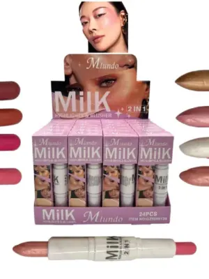 Set x3 Rubor e iluminador en barra 2 en 1 Mlundo acabado natural - simplifica tu rutina diaria de maquillaje