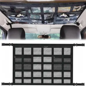 Set x2 Red de techo colgante para auto con 18 compartimentos - Organiza el espacio y optimiza tus viajes familiares