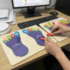 Rompecabezas de madera manos y pies Montessori - desarrolla la motricidad fina y enseña números básicos