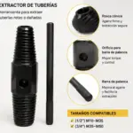 Set x3 Llave extractor de tubos y conexiones roscadas dañadas - Retira piezas oxidadas en instalaciones hidráulicas rápidamente - Imagen 3