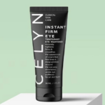 Tubo negro de gel reafirmante Celyn Instant Firm Eye de 30 ml, diseñado para suavizar líneas de expresión y reducir la hinchazón del contorno de ojos.