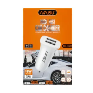 Set x2 Cargador para auto Naisu NS-C20 doble USB 18W - Mantén tus dispositivos cargados simultáneamente en cada viaje