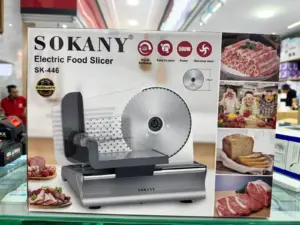 Cortadora de Alimentos Eléctrica Sokany con Cuchilla de Acero 500W - Logras rebanadas precisas y uniformes en carnes y pan
