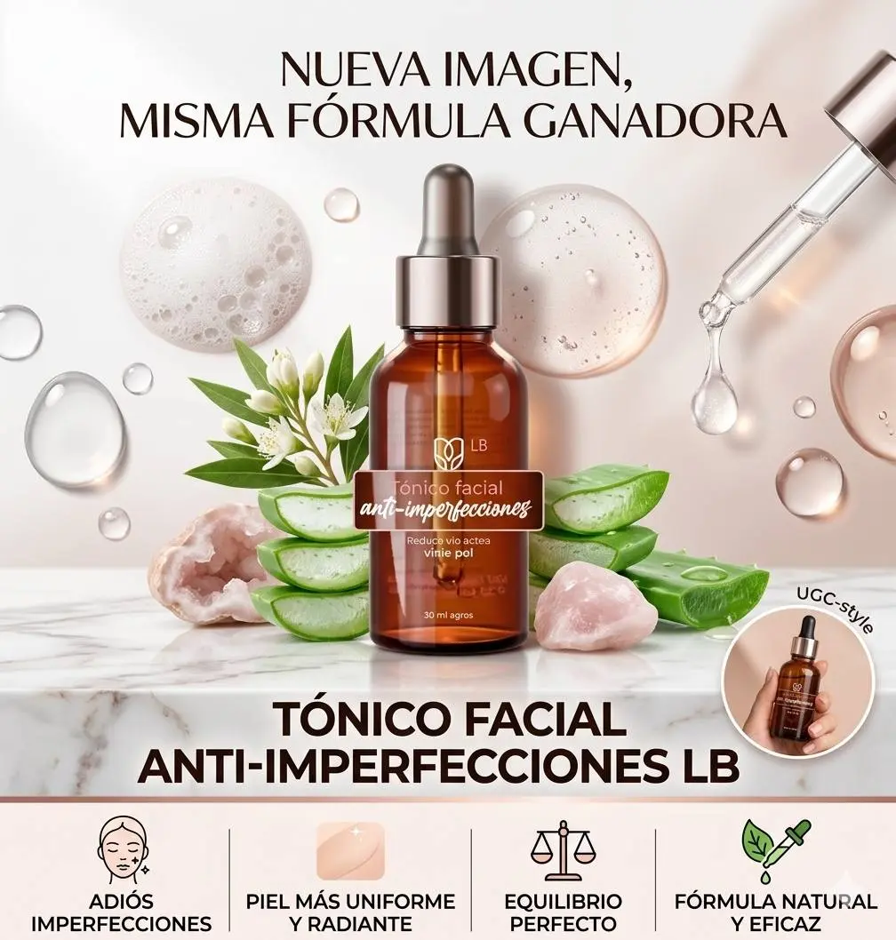 Tónico Facial Anti-Imperfecciones con Efecto Glow - Mejora la apariencia de tu piel y consigue un rostro uniforme