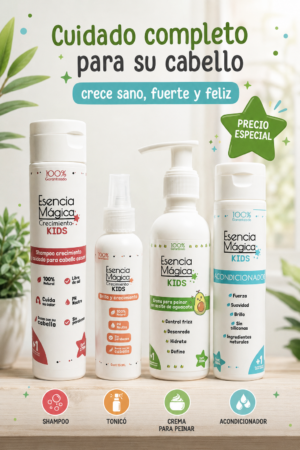 Kit de productos para cabello oscuro infantil - estimula el crecimiento saludable y desenreda sin tirones
