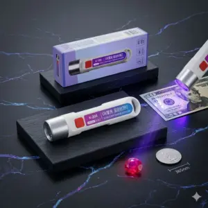 Set x2 Linterna Mini UV Recargable USB para Billetes y Manchas - Detecta residuos invisibles y verifica documentos al instante