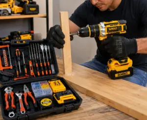 Taladro Percutor Inalámbrico Dewalt 24V con Maletín y Kit de Herramientas - Perfora concreto y atornilla madera con máxima potencia