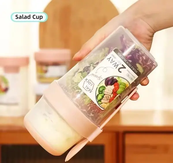 Set Taza doble con cuchara para cereales y yogur - Transporta tus alimentos frescos sin derrames - Imagen 2