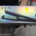 Caja de plancha de cabello Redden con placas verdes y diseño de aguacate, modelo RD-2545, con empaque iridiscente y detalles de aceite.