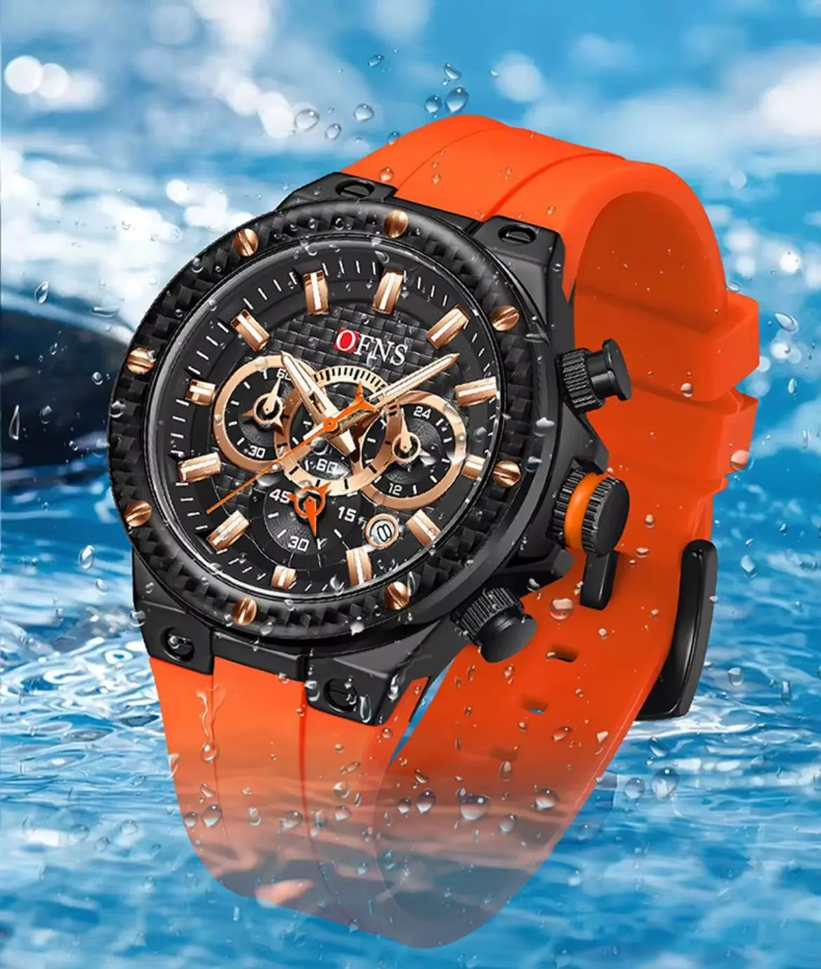 Reloj Deportivo Hombre Ofns con Cronógrafo y Correa de Silicona - Resalta tu estilo masculino con comodidad en cada actividad diaria