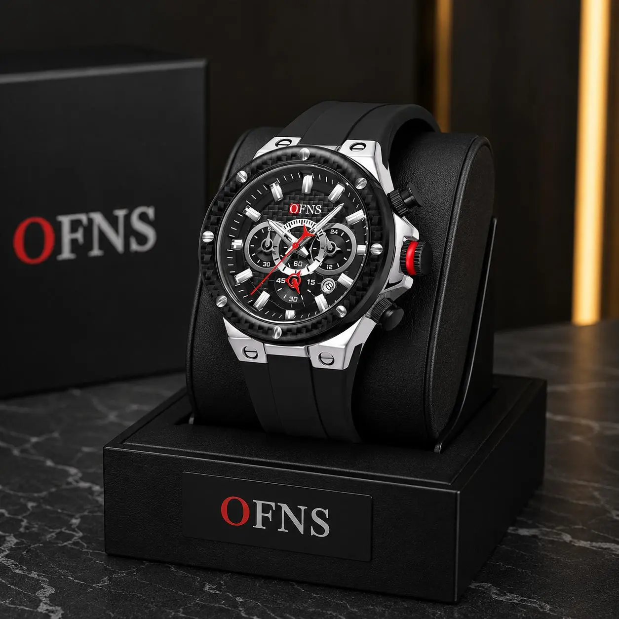 Reloj Deportivo Hombre Ofns con Cronógrafo y Correa de Silicona - Resalta tu estilo masculino con comodidad en cada actividad diaria