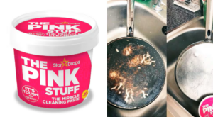 The Pink Stuff Crema Limpiadora Multiuso Natural - Remueve grasa difícil y devuelve el brillo original