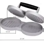 Prensa para hamburguesas doble de aluminio - Prepara dos porciones uniformes rápidamente - Imagen 4
