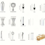 Kit coctelero de 23 piezas en acero inoxidable con base de bambú - Prepara cócteles profesionales en casa con elegancia - Imagen 4
