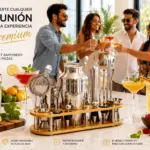 Kit coctelero de 23 piezas en acero inoxidable con base de bambú - Prepara cócteles profesionales en casa con elegancia