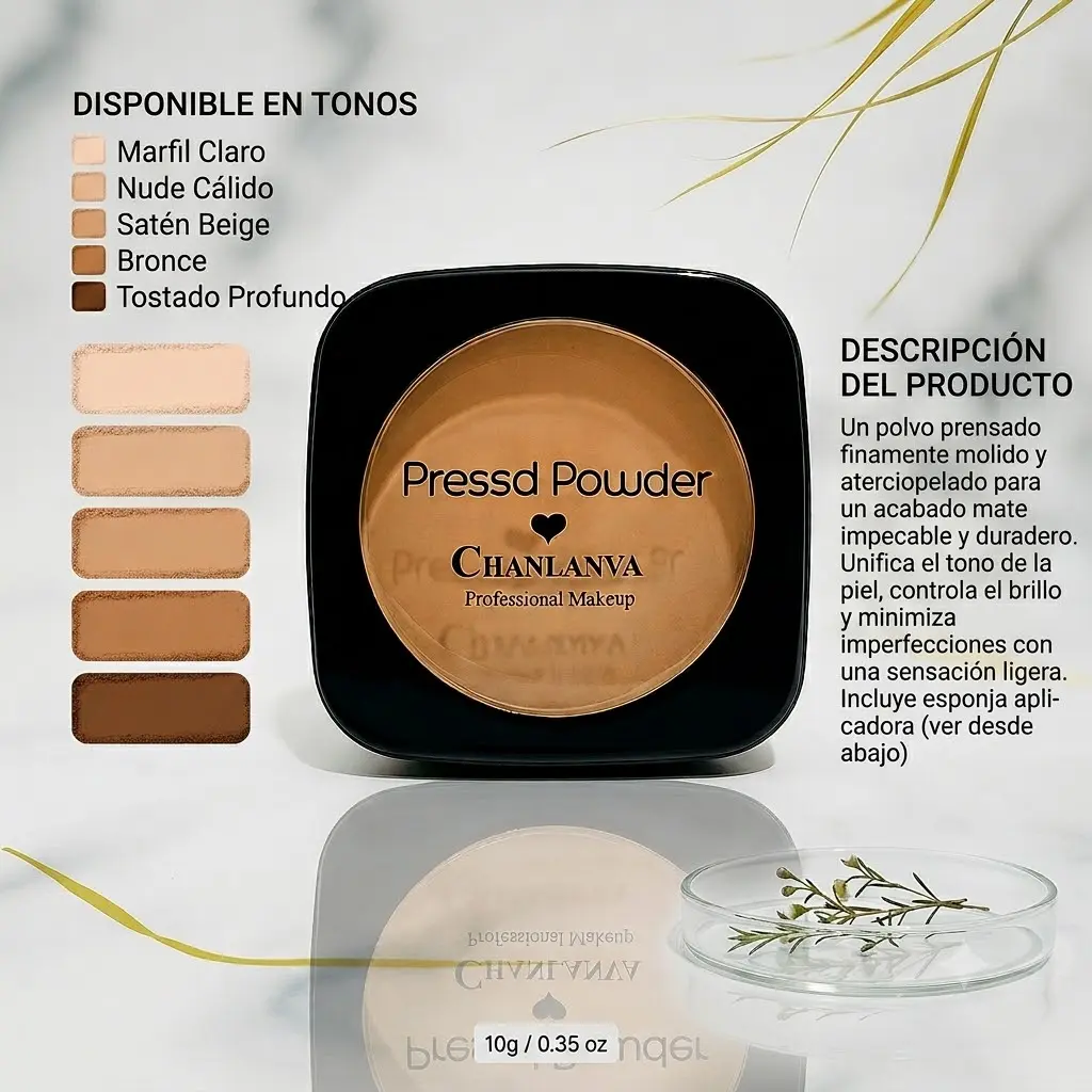 Set x2 Polvo Prensado Matificante Chanlanva Professional para Rostro - Controla el brillo facial y sella tu maquillaje durante todo el día