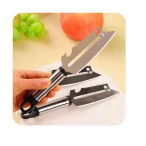 Set x4 Cuchillo pelador multifuncional de acero inoxidable 4 en 1 - Ahorra tiempo preparando alimentos y destapando bebidas