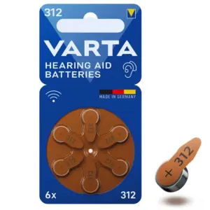 Set x2 Pilas para Audífonos Varta Zinc Air 312 (12 und) - Garantizan un sonido nítido y energía constante para tus dispositivos