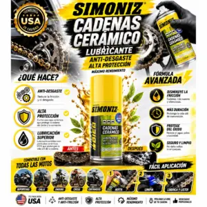 Lubricante cerámico para cadena de moto Simoniz 110 ml - protege la transmisión y reduce el desgaste