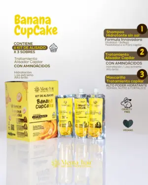 Kit X3 de Alisado Banana Cupcake 30Ml