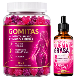 Set x2 Gomitas con colágeno y gotas quemagrasa para moldear figura - Estimulan el volumen corporal y controlan el apetito diario