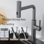 Griferia de cocina monocomando extraible de acero gris cepillado - facilita el lavado diario y optimiza el flujo de agua - Imagen 2