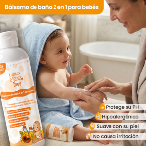 Set x2 Bálsamo de Baño 2 en 1 para Bebé con Hidratación Natural - Limpia y protege la piel delicada diariamente