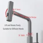 Griferia de cocina monocomando extraible de acero gris cepillado - facilita el lavado diario y optimiza el flujo de agua