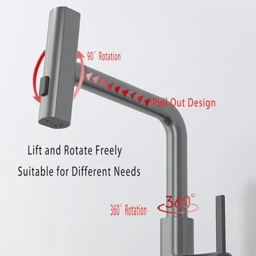 Griferia de cocina monocomando extraible de acero gris cepillado - facilita el lavado diario y optimiza el flujo de agua