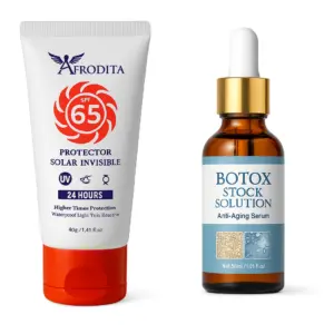 Rutina facial antiedad con suero y protector solar SPF 65 - Protege tu piel del sol mientras mejora su apariencia