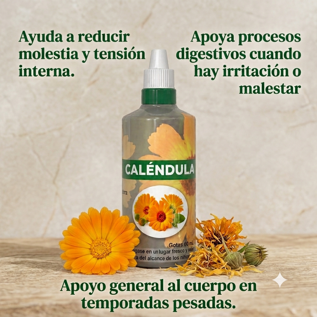Set x3 Extracto de Caléndula Gotas Naturales 60 ml - Alivia la digestión pesada y reduce la tensión interna