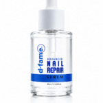 Sérum reparador de uñas d-fame Advanced Nail Repair en frasco de vidrio transparente con gotero blanco, presentación de 30 ml.