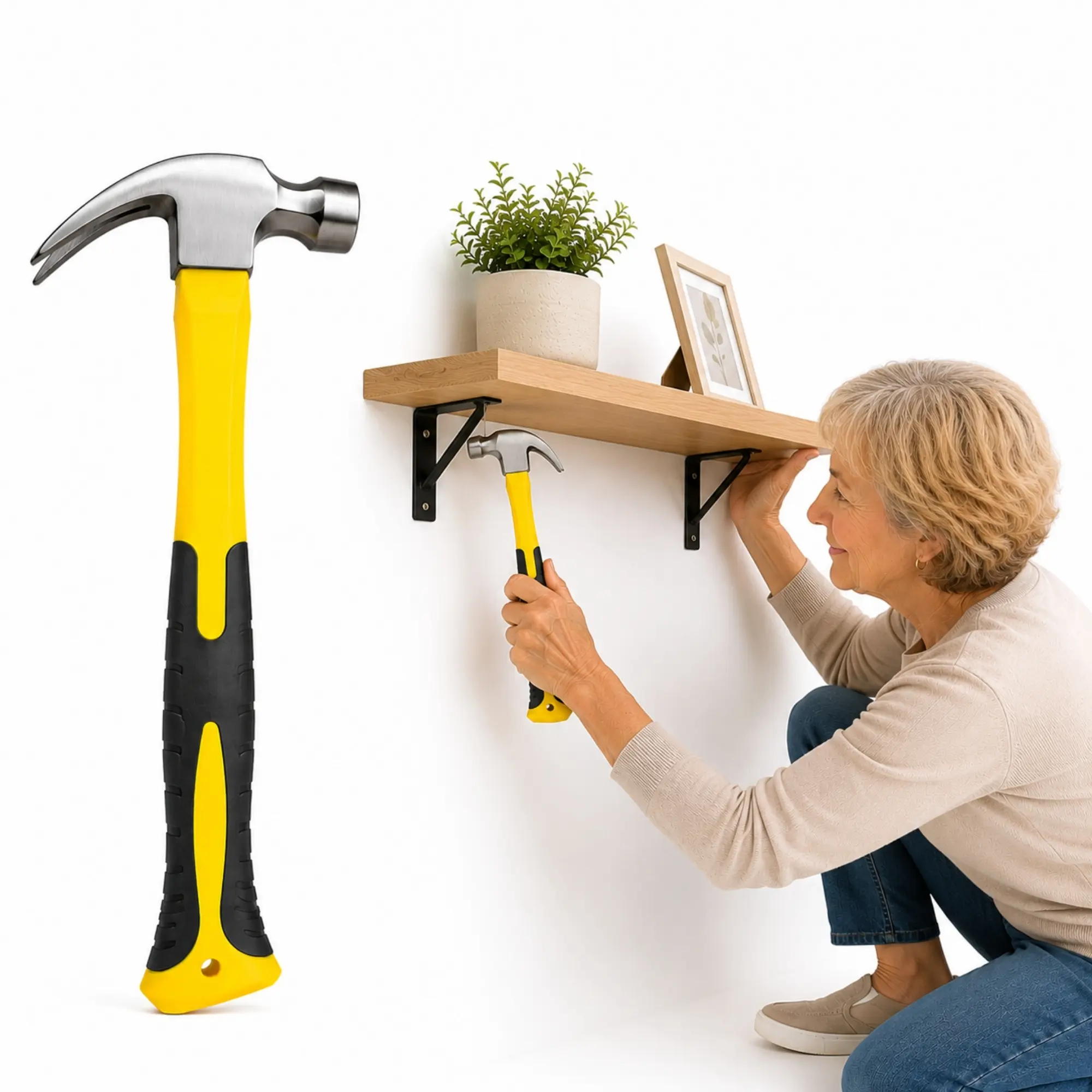 Martillo de uña de acero forjado con mango ergonómico - facilita reparaciones y trabajos de carpintería con máxima precisión