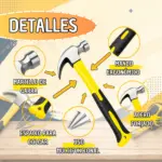 Martillo de uña de acero forjado con mango ergonómico - facilita reparaciones y trabajos de carpintería con máxima precisión - Imagen 2