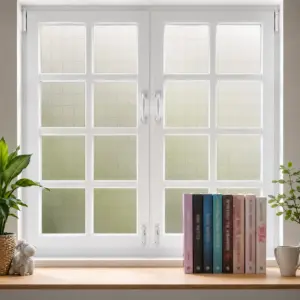 Set x2 Película adhesiva para ventanas estilo vitral de cuadros - Protege la privacidad y filtra la luz natural sin perder claridad