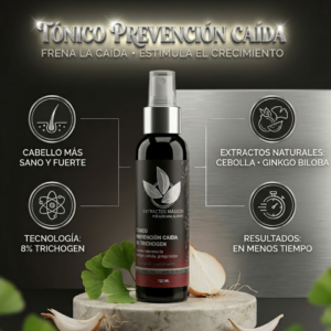 Tónico capilar con cebolla y ginkgo biloba - Frena la caída y estimula el crecimiento capilar