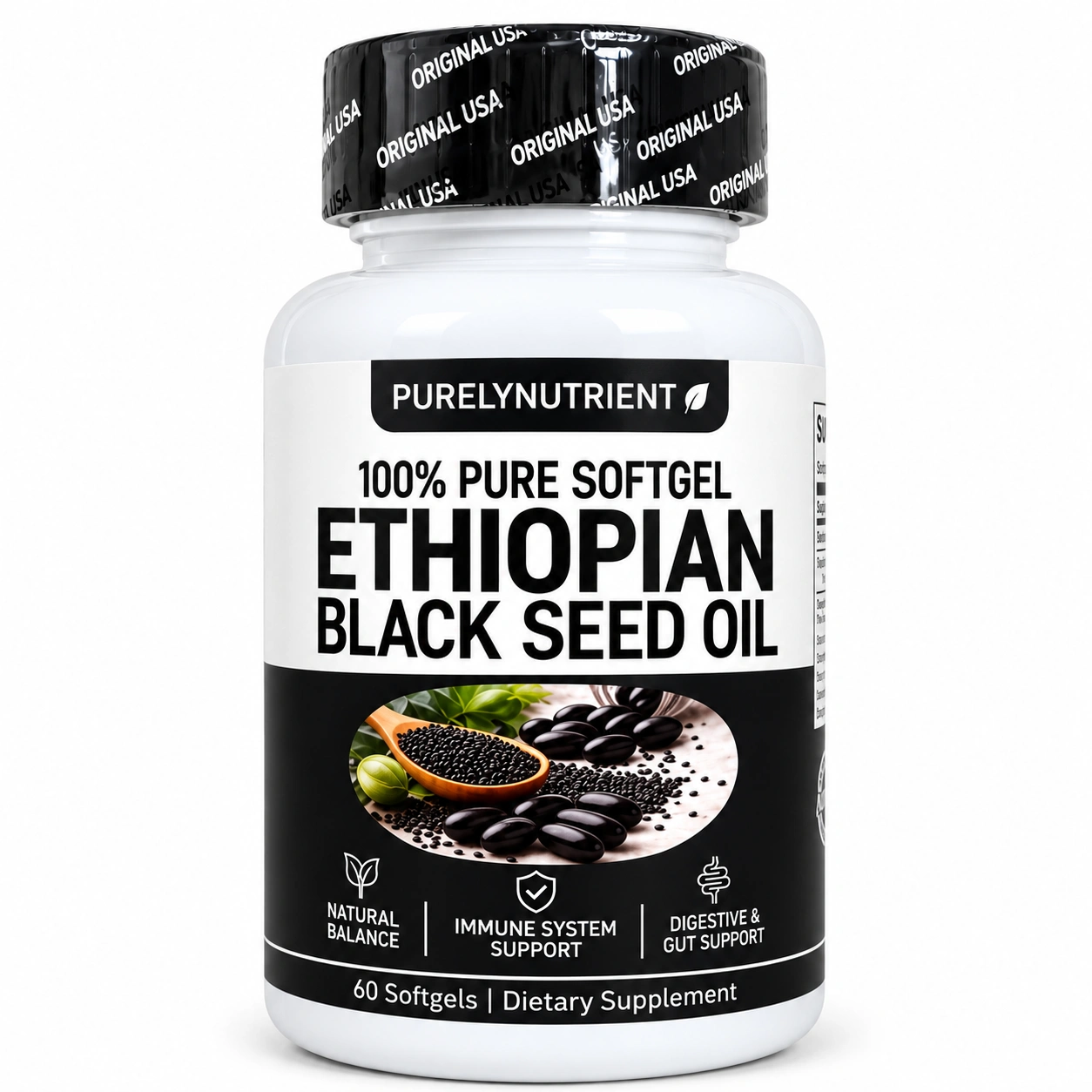 Aceite de Semilla Negra Etíope Nigella Sativa en Cápsulas - Potencia su bienestar diario con ingredientes naturales de alta pureza