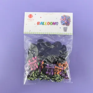 Set x5 Globo negro Feliz Cumpleaños neon fluorescente para luz ultravioleta - Decora fiestas nocturnas con un contraste visual brillante