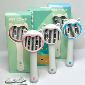 Set x2 Cepillo para mascota con luz UV esterilizador y removedor de pelo - Elimina bacterias y hongos mientras cepillas a perros y gatos