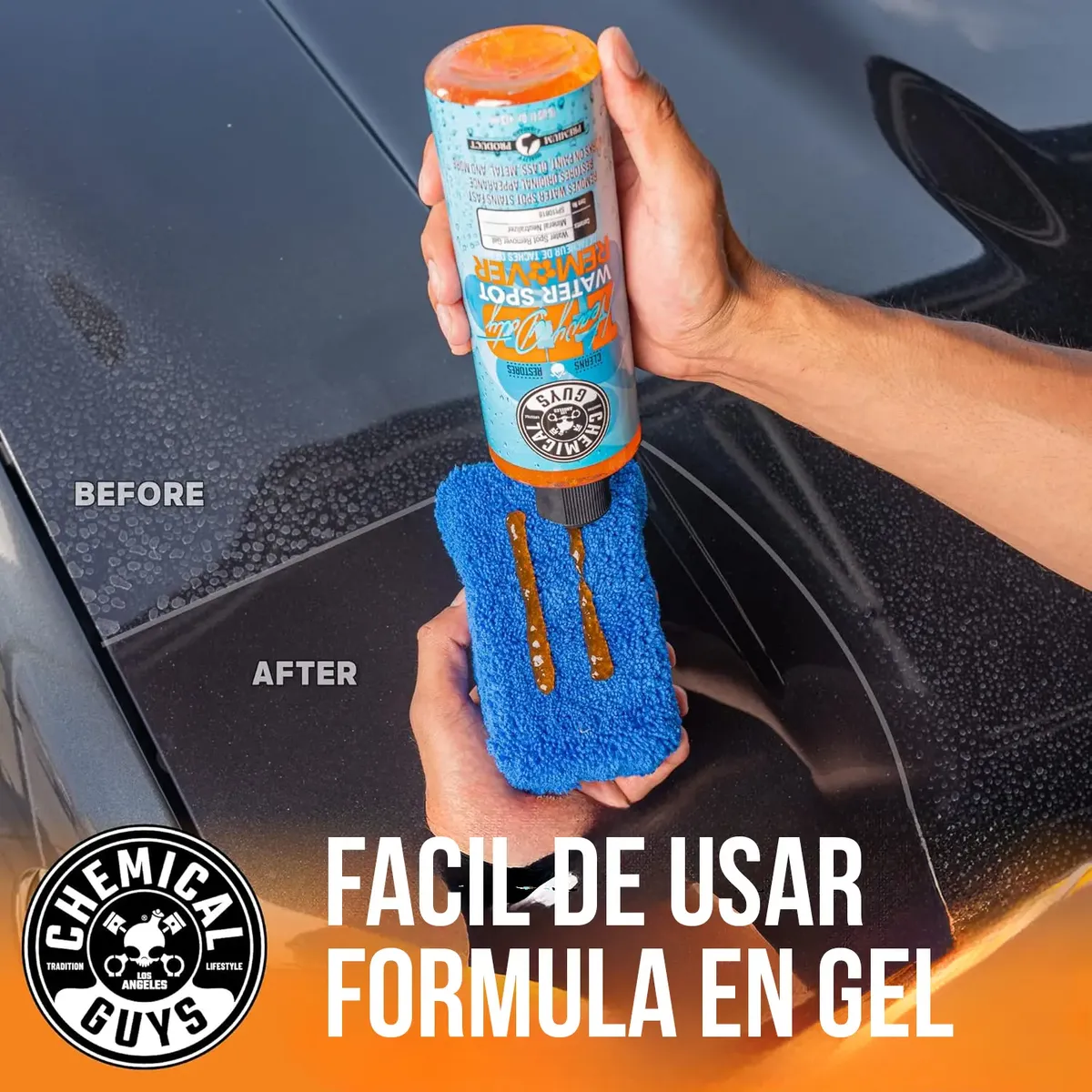 Removedor de Manchas de Agua en Gel para Autos y Cristales - Elimina depósitos minerales y recupera el brillo original de las superficies