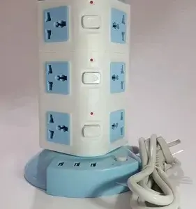 Multitoma Eléctrica Vertical Torre con USB y Protector de Voltaje - Organiza tus espacios y protege tus dispositivos conectados