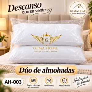 Set x2 Almohada Gema Home fibra siliconada termosellada - garantiza un soporte cervical ergonómico y fresco